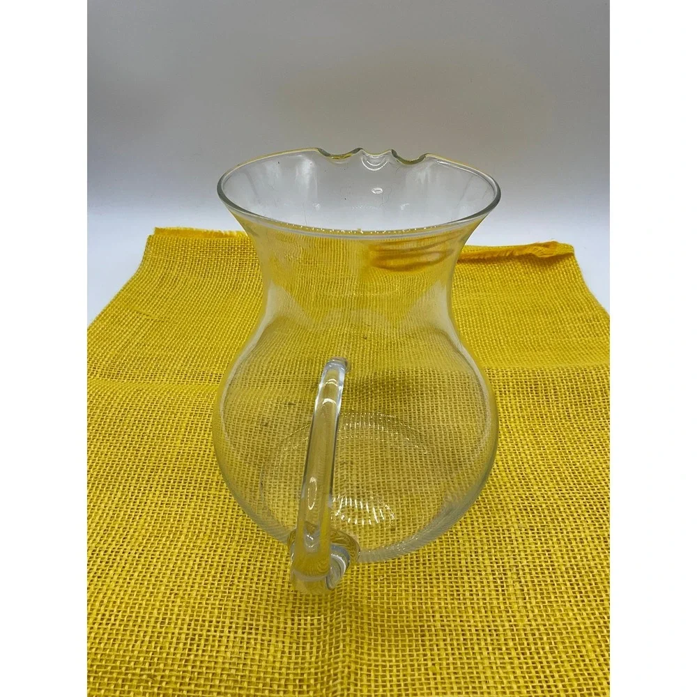 Vintage Glass Pitcher Unisex OS Clear Hand Blown Ice Lip Serving Carafe